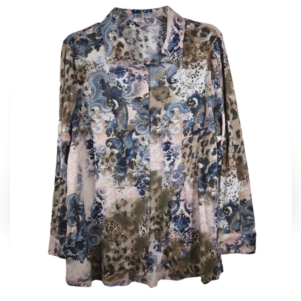 Soft Surroundings Embellished Button Down Shirt size 1X